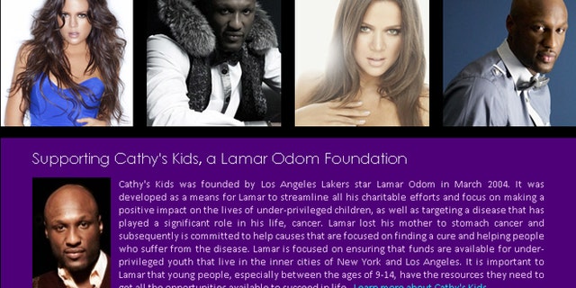 Lamar Odom and Khloe Kardashian's eBay auction site, which gives a portion of proceeds to Cathy's Kids.