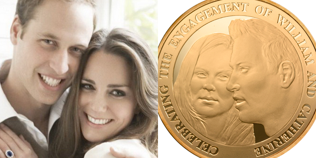 Prince William and kate middleton, and a new coin that bears little resemblance. (AP)