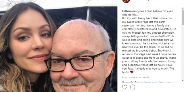Katharine McPhee revealed that her father, Daniel, has passed away.