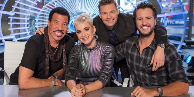 "American Idol" judges Lionel Richie, Katy Perry, host Ryan Seacrest and Luke Bryan.