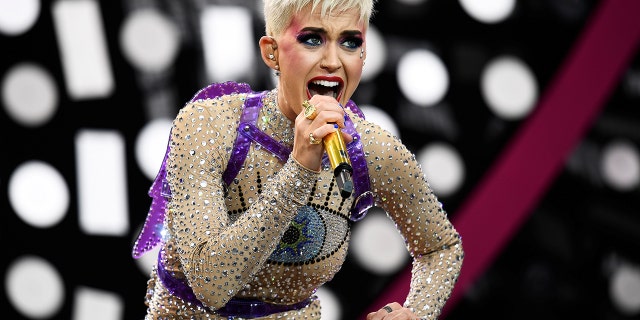 Perry performs on the Pyramid Stage at Worthy Farm in Somerset during the Glastonbury Festival in Britain, June 24, 2017.