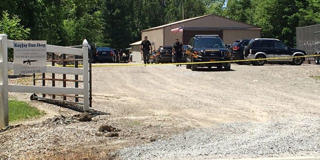 Sheriff's deputies investigate accidental shooting at KayJay Gun Shop in Amelia, Ohio. (FOX19 NOW/ Chris Waldmann)