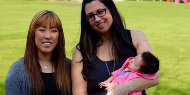 Kelli (L) and Lisa (R) with baby Gemma (image courtesy subject)