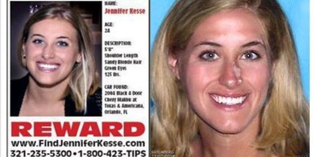 Jennifer Kesse is pictured on the left at age 24. Investigators age-progressed her image in 2016, pictured right, to show what she would look like 10 years later.