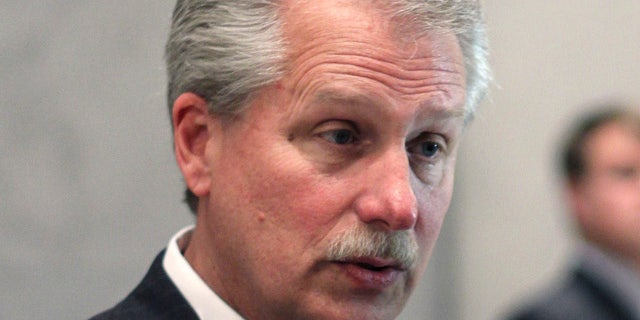 Feb. 14, 2011: Tennessee state Sen. Bill Ketron, R-Murfreesboro, speaks about his bill that would require Tennessee voters to show photo identification before they can cast ballots, outside the Senate chamber in Nashville, Tenn. Ketron is a main sponsor of a bill that would make it a felony in Tennessee to follow some versions of the Islamic code known as Shariah. (AP)