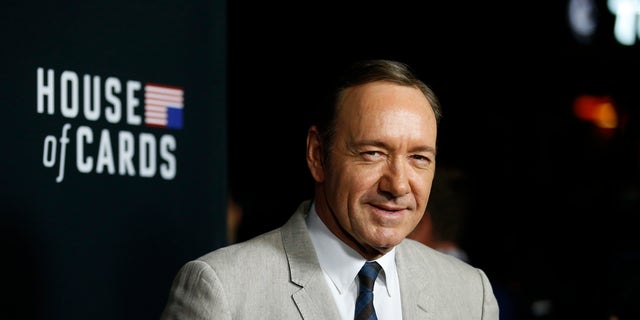 February 13, 2014. Cast member Kevin Spacey poses at the premiere for the second season of the television series "House of Cards" at the Directors Guild of America in Los Angeles, California.
