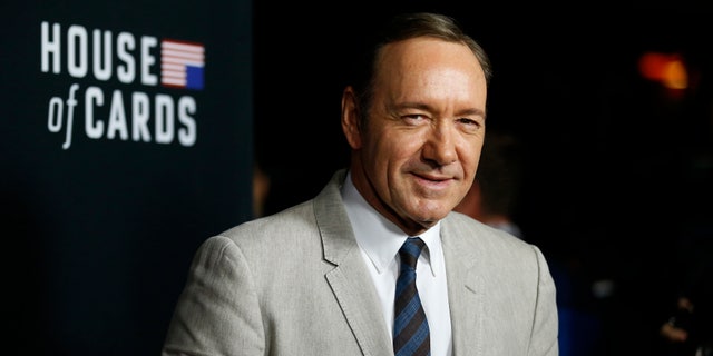 February 13, 2014. Cast member Kevin Spacey poses at the premiere for the second season of the television series "House of Cards" in Los Angeles.
