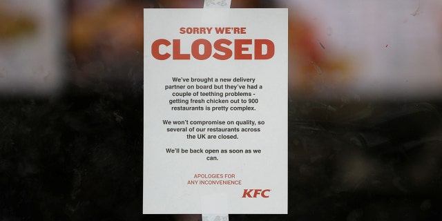 KFC restaurants across the the U.K. — like this one in Coalville, England — have closed until further notice.