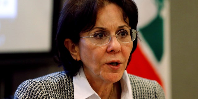 U.N. Under-Secretary General and ESCWA Executive Secretary Rima Khalaf speaks during a news conference in Beirut, Lebanon March 15, 2017. Picture taken March 15, 2017. REUTERS/Mohamed Azakir - RTX319QR