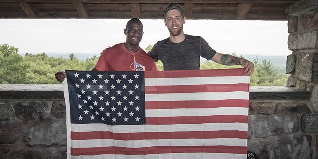 Cpl. Kionte Storey (left) and Jake Rath of the Steve & Alexandra Cohen Foundation, who will climb Mount Kilimanjaro in Tanzania in mid August.
