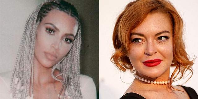 Kim Kardashian hit back at Lindsay Lohan after the actress criticized her blonde cornrows.