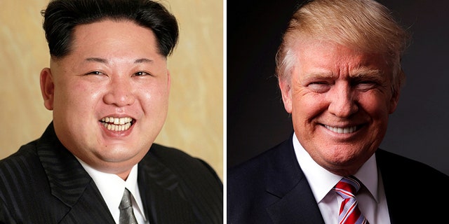 A combination photo shows a Korean Central News Agency (KCNA) handout of North Korean leader Kim Jong Un released on May 10, 2016, and Republican U.S. presidential candidate Donald Trump posing for a photo after an interview with Reuters in his office in Trump Tower, in the Manhattan borough of New York City, U.S., May 17, 2016.