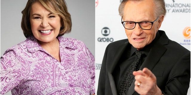 Larry King praised Roseanne Barr on the success of "Roseanne" and for its "great political balance" on April 3, 2018.