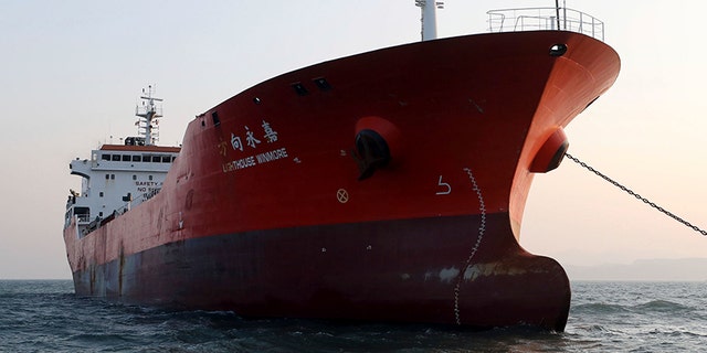 Dec. 29, 2017: The Lighthouse Winmore, a Hong Kong-flagged ship, is seen in waters off Yeosu, South Korea.