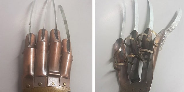 This Freddy Krueger-like metal glove was dropped off at UK police department.