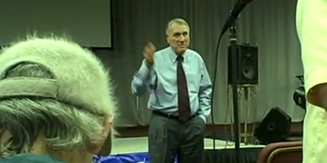 Sen. Jon Kyl is shown at a June 18 town hall meeting in Arizona. (YouTube)