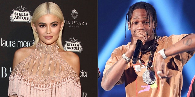 In this combination photo, TV personality Kylie Jenner, left, attends Harper's Bazaar Icons celebration on Sept. 9, 2016, in New York and rapper Travis Scott performs at the 2017 iHeartRadio Music Festival on Sept. 23, 2017, in Las Vegas.  In an Instagram post Sunday, Feb. 4, Jenner announced the birth of her baby girl born Thursday. ItÃ¢â¬â¢s the first child for the 20-year-old reality star and the 25-year-old rapper. (Photos by Andy Kropa, left, and John Salangsang/Invision/AP)
