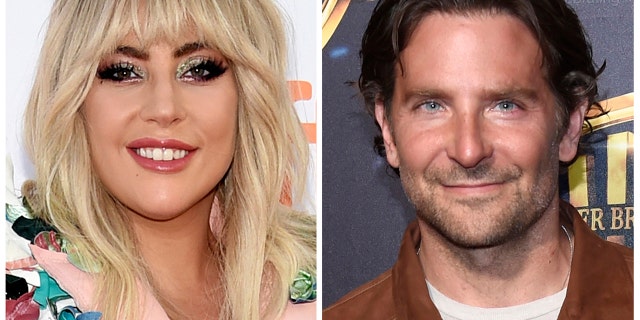 This combination of photos shows Lady Gaga, left, at a premiere for "Gaga: Five Foot Two" at the Toronto International Film Festival in Toronto on Sept. 8, 2017 and Bradley Cooper at the Warner Bros. presentation at CinemaCon 2018, at Caesars Palace in Las Vegas on April 24, 2018. Lady Gaga and Bradley Cooper sing in the first trailer for the upcoming remake of the 1937 film “A Star Is Born.”