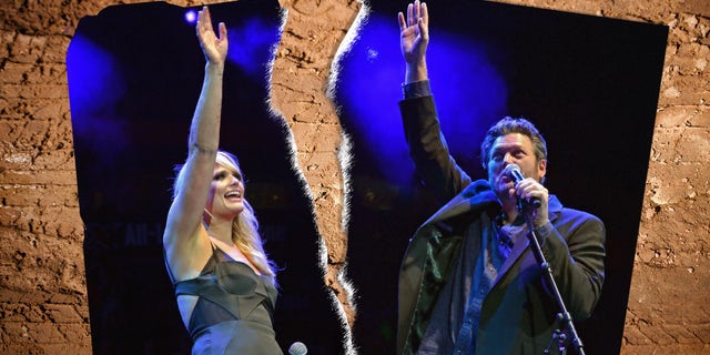 Miranda Lambert and Blake Shelton perform during Playin' Possum! The Final No Show Tribute To George Jones