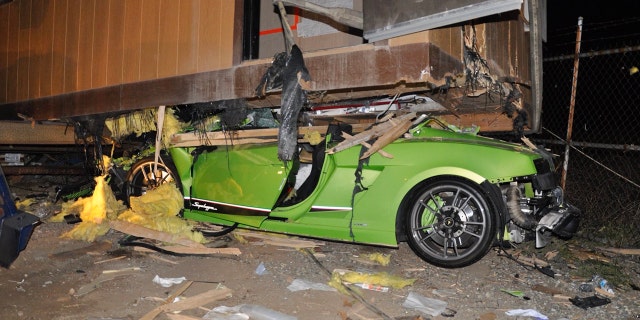 Cesar Castro Rodriguez crashed the luxurious Lamborghini Gallardo Superleggera underneath a Costa Mesa, Calif. trailer.