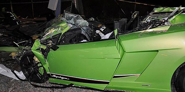 Emergency personnel spent 45 minutes cutting through the passenger side of the super car.