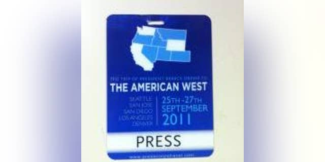 Press Credential distributed to traveling White House Press Corp