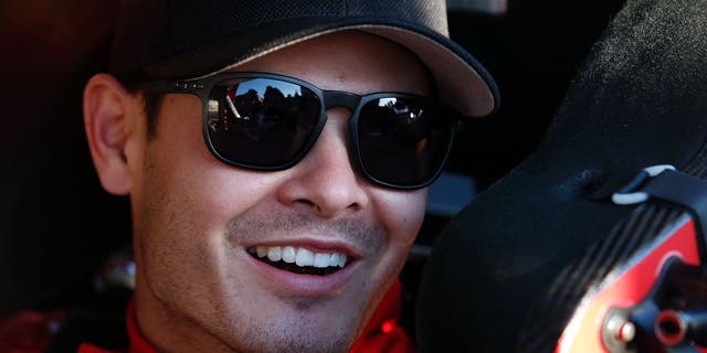 HAMPTON, GA - FEBRUARY 26: Kyle Larson, driver of the #42 Target Chevrolet, sits in his car prior to qualifying for the NASCAR Sprint Cup Series Folds of Honor QuikTrip 500 at Atlanta Motor Speedway on February 26, 2016 in Hampton, Georgia. (Photo by Todd Warshaw/NASCAR via Getty Images)