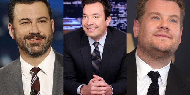Frim l-r: Late night hots Jimmy Kimmel, Jimmy Fallon and James Corden.