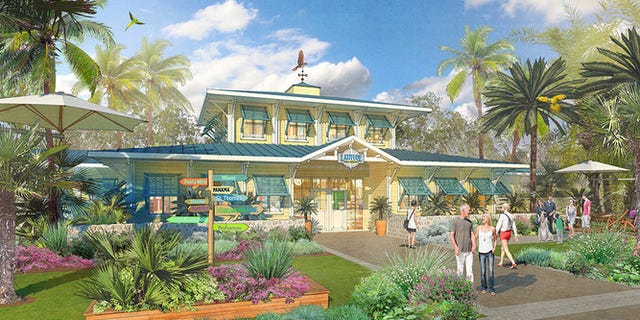 The facility's sales center is seen in an artist's rendering.