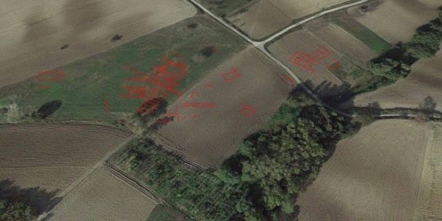 Interpretation of where an ancient sites might be in an aerial drone photo taken in the Le Pianelle area.