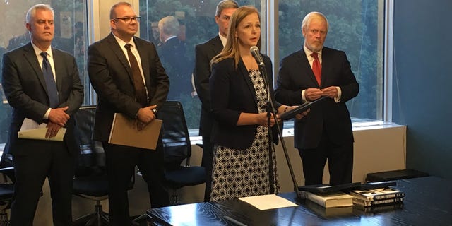 The leaders of conservative groups on Wednesday called for Senate Majority Leader Mitch McConnell to step down as leader. Pictured from left to right: David Bozell, Adam Brandon, Jenny Beth Martin, Ken Cuccinelli and Brent Bozell.