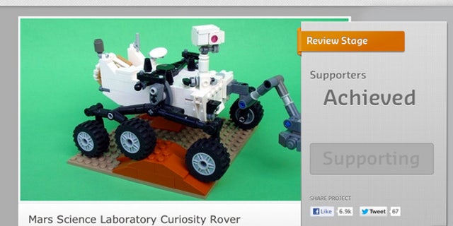 The LEGO CUUSOO web page for Stephen Pakbaz's Mars rover Curiosity model reflects it has "Achieved" 10,000 votes.