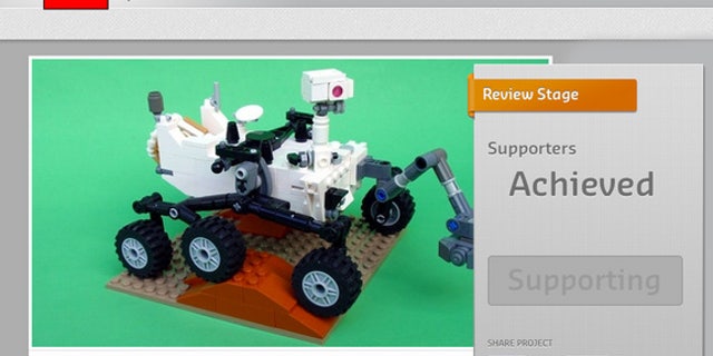 The LEGO CUUSOO web page for Stephen Pakbaz's Mars rover Curiosity model reflects it has "Achieved" 10,000 votes.