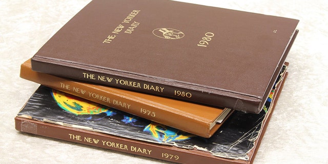 Diaries of John Lennon from the years 1975, 1979 and 1980 displayed at the police headquarters in Berlin, Tuesday.