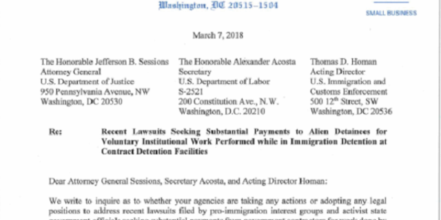Eighteen GOP lawmakers signed a letter to the Attorney General urging the Justice Department to address several lawsuits against private prison operators, filed by "pro-immigration groups" and "activist state government officials."