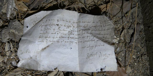 1633 letter in the South Barracks, Knole House (National Trust).