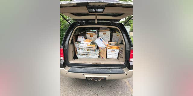One of the family's cards loaded with cards and letters from people across the country. Ike Fabela has received 55,000 so far.