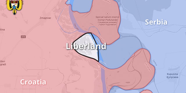 A map showing Liberland's location along the Danube River.