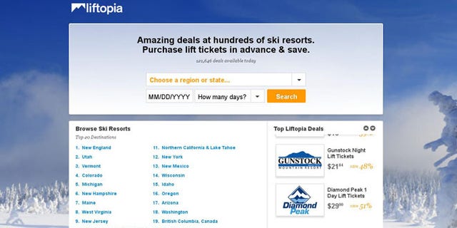 A screenshot of Liftopia.com