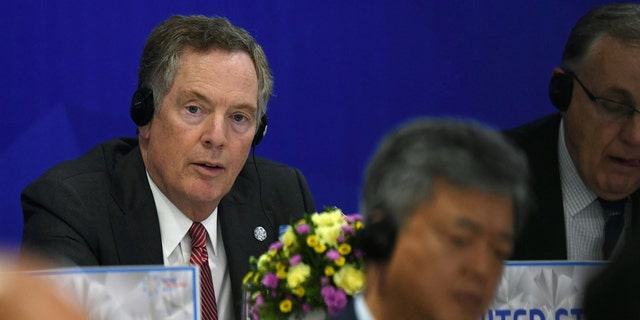 US Trade Representative Robert Lighthizer listens while attending a joint press conference held on the sideline of the APEC Ministers Responsible For Trade (APEC MRT 23) meeting in Hanoi, Vietnam, May 21, 2017.