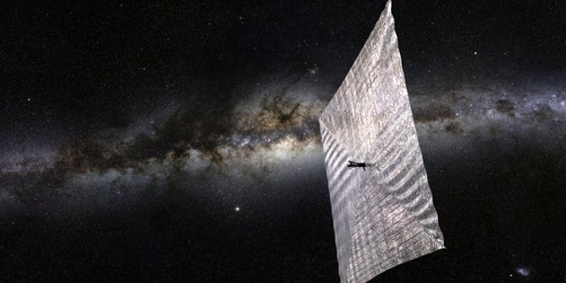 Artist's concept of The Planetary Society's LightSail cubesat in space.