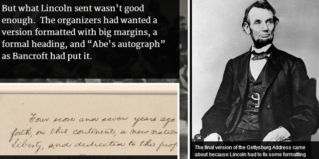 A screenshot of one of the virtual exhibits presented by the Google Cultural Institute on President Lincoln's Gettysburg Address.