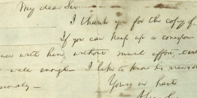 This photo provided by Papers of Abraham Lincoln project shows a note written by Abraham Lincoln.