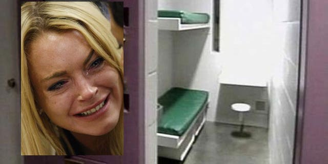 This is the inside of a prison cell at the Lynwood Correctional Facility in Lynwood, Calif., where Lohan (inset) will likely be incarcerated.