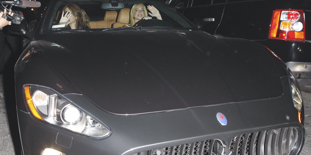 Lindsay Lohan her Maserati in Los Angeles on August 28, 2010. (X17Online.com)