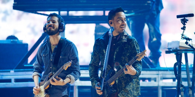 Linkin Park perform during 2012 iHeartRadio Music Festival in Las Vegas.
