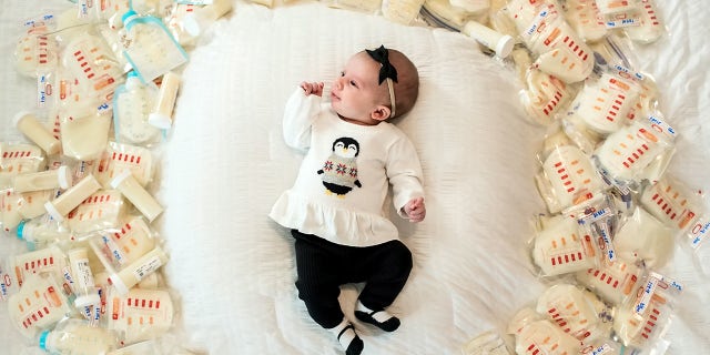 Jenny Rogers donated 700 oz. of her breast milk to help save now two-month-old Merrytt.