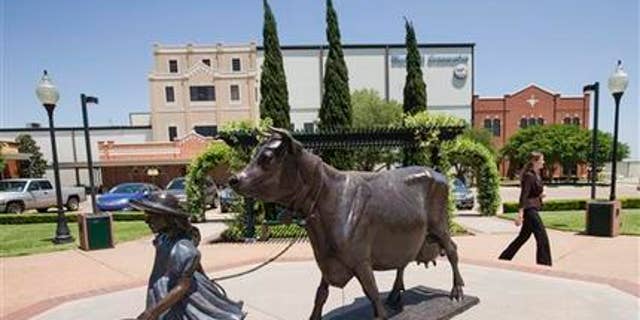 April 21, 2015: A woman walks by the Blue Bell Creameries on in Brenham, Texas.