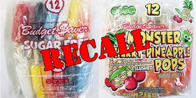 Ziegenfelder Company issued a recall for it's Budget $aver Cherry Pineapple Monster Pops and Sugar Free Twin Pops.