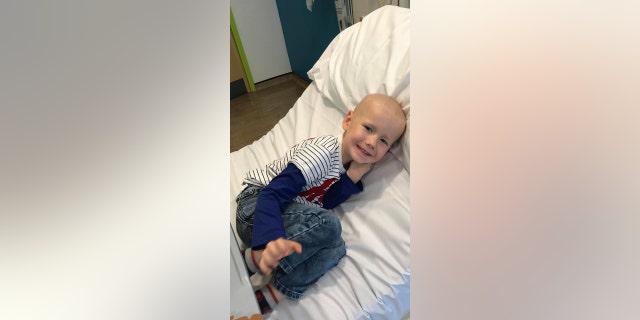 Before the transplant, three-year-old Ollie must go through two more rounds of chemotherapy.